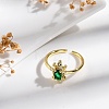 Rack Plating Brass Micro Pave Cubic Zirconia Open Cuff Finger Rings for Women RJEW-M028-93G-3