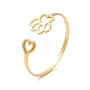 Ion Plating(IP) Hollow Dog Paw Print & Heart 304 Stainless Steel Cuff Bangles for Women BJEW-L682-015G-3