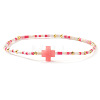 Bohemian Cross Charm Glass Seed Bead & Brass Beads Stretch Bracelet for Women SA4132-9-1