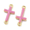 Brass Enamel Religion Cross Links Connector Charms KK-D229-07G-04-2
