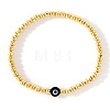 Golden Brass Round Beads Stretch Bracelets ZL1775-6-1