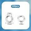 Anti-Tarnish 200Pcs Rhodium Plated 925 Sterling Silver Open Jump Rings STER-PH0001-50-2
