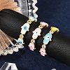Brass Micro Pave Clear Cubic Zirconia Enamel Cuff Rings for Women RJEW-L113-038G-1