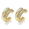 Brass Micro Pave Clear Cubic Zirconia Cuff Earrings KK-CBA56EF-39G-4