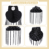 2Pcs Felt & CCB Plastic & Alloy & Iron Curb Chain Tassel Rivet Epaulettes AJEW-WR0003-79-3