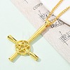 Upside Down Cross & Star Alloy Pendant Pendant Twisted Chain Necklaces for Women NJEW-NH0001-03G-3