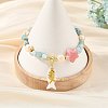 Summer Alloy Fishbone and Natural Shell Fish Charm Bracelets BJEW-JB14438-2