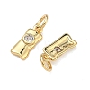 Brass Micro Pave Clear Cubic Zirconia Charms KK-B170-15G-2