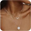 3Pcs Brass Disc Pendant 3 Layer Necklaces for Women FS-WG7502D-03-1