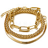 3Pcs Alloy Snake Chain Bracelets & Oval Link Chain Bracelets & Bangles Set WGF0598-01-4