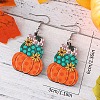 Thanksgiving Day Pumpkin Stainless Steel Wood Dangle Earrings FS-WG285B1-02-2