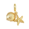 Brass Starfish Shell Shape European Dangle Charms KK-I352-22G-1