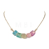 Electroplated Natural Quartz Colorful Nuggets Pendant Brass Bar Link Chain Necklaces for Women NJEW-TA00241-2