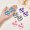 FIBLOOM 4 Pairs 4 Colors Heart with Word Kiss Me Acrylic Dangle Stud Earrings EJEW-FI0002-34-3