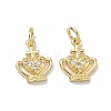 Brass Micro Pave Clear Cubic Zirconia Pendants KK-K420-09G-1