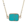 Natural Rose Quartz/Dalmatian Jasper/Tiger Eye/Sodalite/ Synthetic Turquoise Rectangle Pendant Necklaces NJEW-JN05159-4