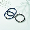 3Pcs 3 Style Natural & Synthetic Mixed Stone Round Beaded Stretch Bracelets Set BJEW-JB08587-5