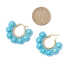 Shell Pearl & Synthetic Green Turquoise & Natural Black Onyx Round Hoop Earrings EJEW-MZ00662-4