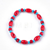 Synthetic Coral Beaded Stretch Bracelets BJEW-S134-78-1