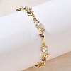 Brass Glass Flower Link Chain Bracelets KK-CBA7DFA-01G-05-3