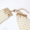 ABS Plastic Imitation Pearl Round Beaded Multilayer Necklaces & Dangle Earrings Sets WGC2095-02-4