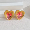 304 Stainless Steel Enamel Stud Earrings WGB06E4-01-1