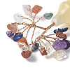 Natural Mixed Gemstone Chips Tree of Life Decorations with Topaz Gourd Base DJEW-P021-A04-2