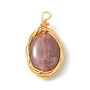 Natural Indian Agate Copper Wire Wrapped Pendants PALLOY-JF02500-02-3