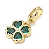Saint Patrick's Day Brass Pave Cubic Zirconia Shamrock European Dangle Charms KK-P345-04G-01-2
