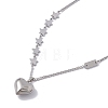 304 Stainless Steel Heart & Star Pendant Necklace for Women NJEW-F298-12P-1