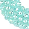 Electroplate Transparent Glass Beads Strands GLAA-H040-01F-3