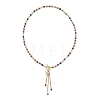 Natural Multicolor Tourmaline Faceted Cube Beaded Brass Micro Pave Clear Cubic Zirconia Butterfly Pendant OT Lariat Necklaces for Women NJEW-JN05807-4