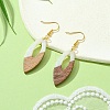 Two Tone Resin & Walnut Wood Horse Eye Dangle Earrings EJEW-JE05504-03-3