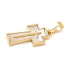 Brass Pave Natural White Shell Pendants KK-S522-01B-G-2