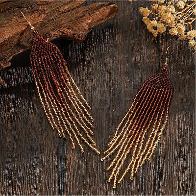 Bohemian Style Handmade Glass Seed Beads Tassel Stud Earrings JM2696-1