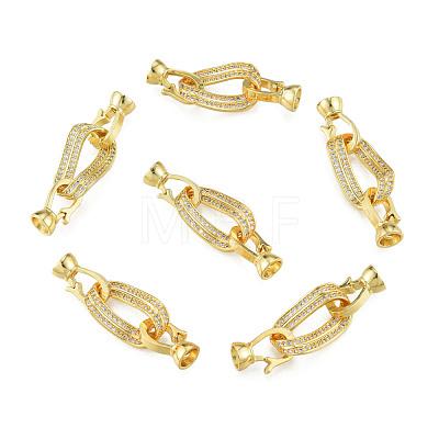 Brass Micro Pave Clear Cubic Zirconia Fold Over Clasps KK-N259-19-1