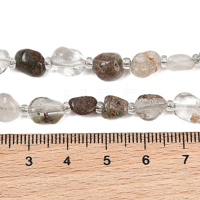 Natural Green Lodolite Quartz/Garden Quartz/Green Phantom Quartz Beads Strands GG-CBA3A44-C05-01-1