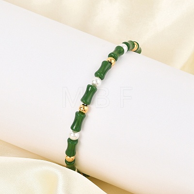 304 Stainless Steel Beaded Bracelets for Women BJEW-M056-08G-03-1