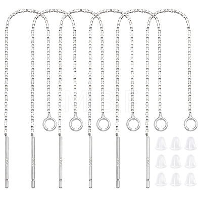 Anti-Tarnish 3 Pairs Rhodium Plated 925 Sterling Silver Stud Earring Findings STER-BBC0006-73B-1