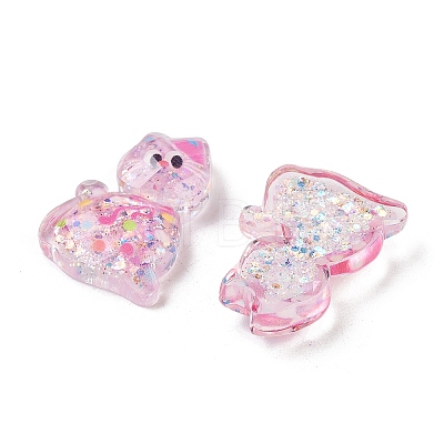 Transparent Resin Bowknot Kitten Decoden Cabochons RESI-M045-07-1