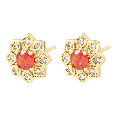 Brass Micro Pave Cubic Zirconia Stud Earrings for Women KK-A305-03G-05-1