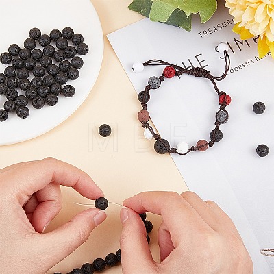 Synthetic Lava Rock Beads Strands G-S277-8mm-01-1