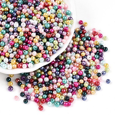 Baking Paint Pearlized Glass Pearl Beads X1-HY-Q003-3mm-M01-1