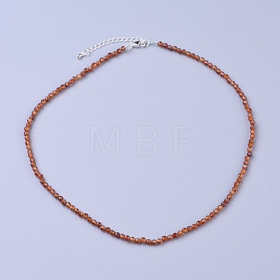Natural Garnet Beaded Necklaces NJEW-K114-A-A03-1