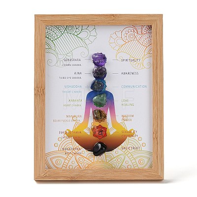 Yoga Gemstone Chakra Picture Frame Stand DJEW-F021-01-1