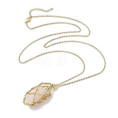 Crystal Stone Cage Pendant Necklaces NJEW-JN04759-04-1