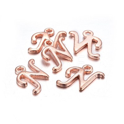 Rose Gold Plated Alloy Letter Pendants X-PALLOY-J718-01RG-N-1