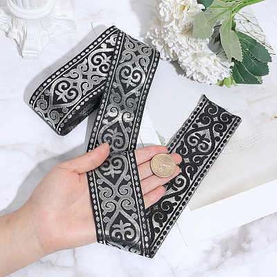 Vintage Jacquard Polyester Ribbon OCOR-WH0109-342B-1