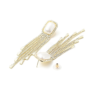 Crystal Rhinestone Dangle Stud Earrings with Imitation Pearl EJEW-C037-02C-LG-1