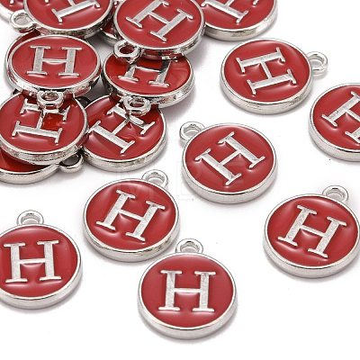 Platinum Plated Alloy Enamel Charms ENAM-S118-03H-P-1